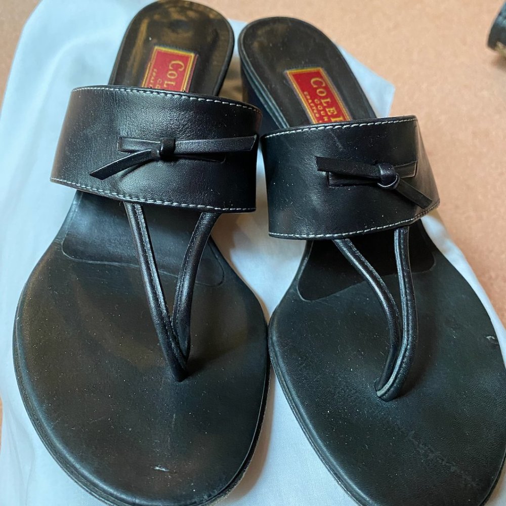 Cole Haan black leather wedge sandal